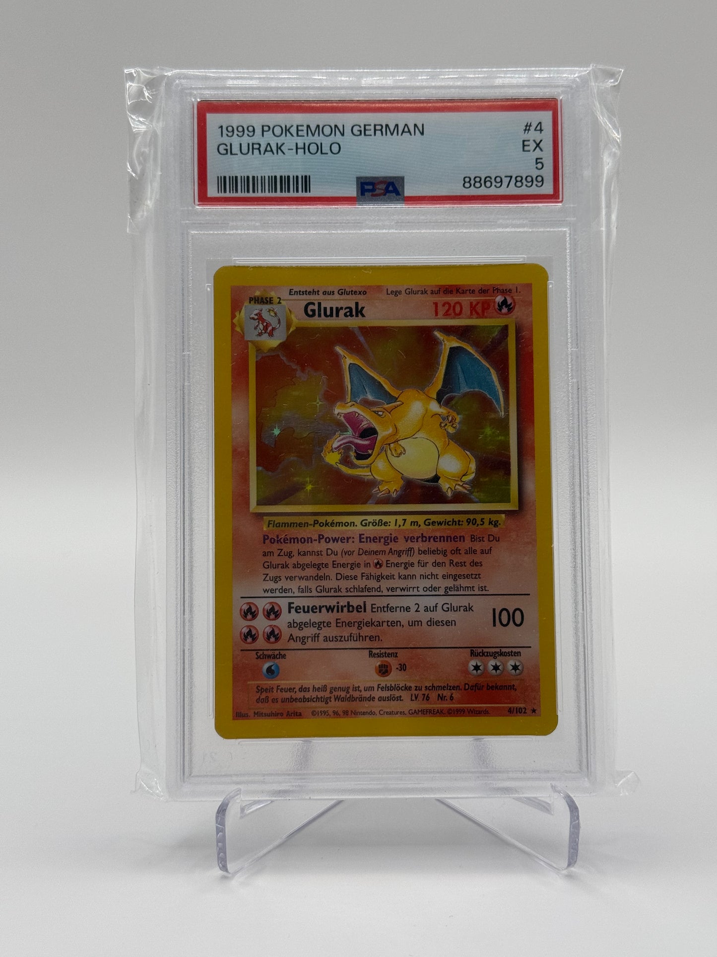 Glurak – Base Set 4/102 Holo (Deutsch) | PSA 5