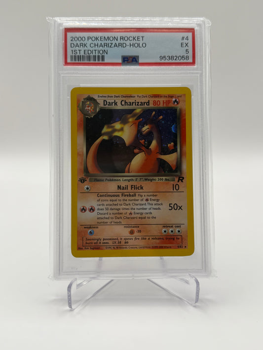 Dark Charizard 2000 Team Rocket 4/82 1. Edition Holo PSA 5 Englisch